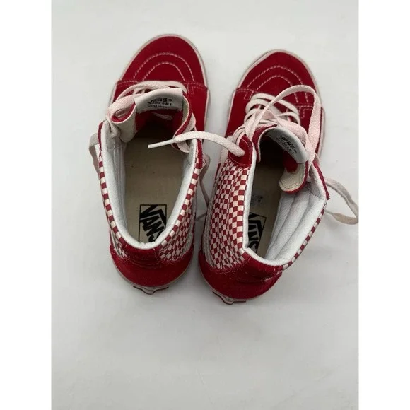 Vans Old Skool Hi-Top Sneakers US M 6.5/ W 8.0Red Check Lace Up Skateboard Shoes - Picture 7 of 10